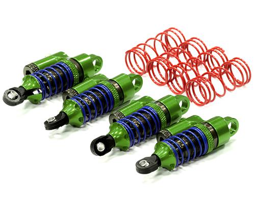 T3460GREEN Billet Machined Piggyback Shock Set (4) for Traxxas 1/16 E-Revo & Slash VXL - Image 1