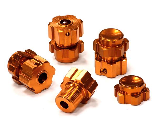 T4133ORANGE Machined Wheel 17mm Hex Adapter(4) +3mm Offset for 1/10 E-Revo(-2017) & Revo 3.3 - Image 1