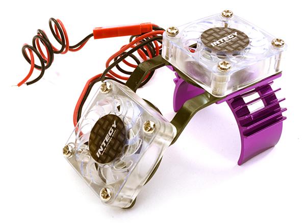 T6666PURPLE Motor Heatsink + Twin Cooling Fan for HPI 1/10 Blitz - Image 1