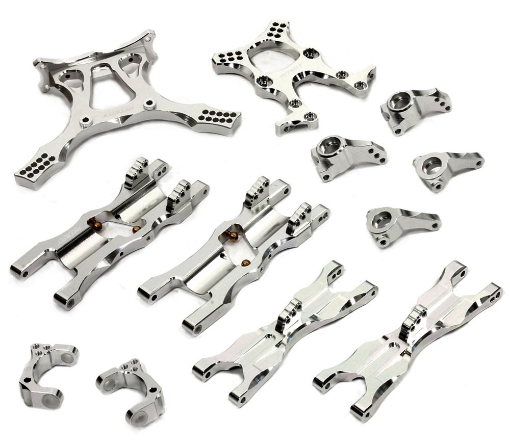 T6674SILVER Silver Billet Machined Suspension Upgrade Kit for HPI Blitz 1/10 Scale Truck - Image 1