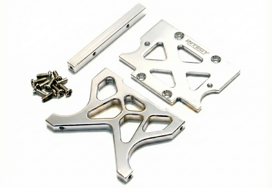 T6959SILVER Billet Machined Main Chassis Support Mount for HPI 1/10 E-Savage Monster Truck - Image 1