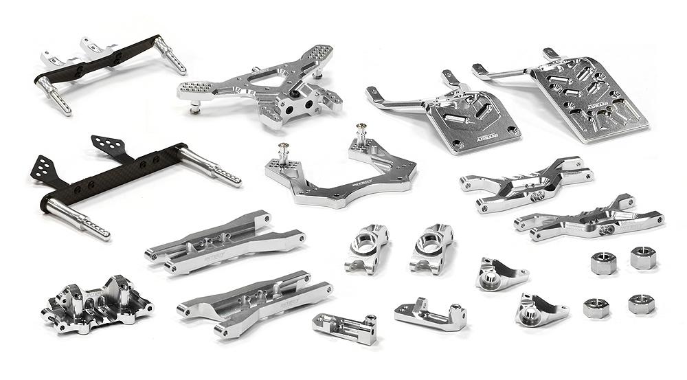 T8651SILVER Silver Complete Billet Machined Suspension Upgrade Kit for 1/10 Stampede 2WD - Image 1